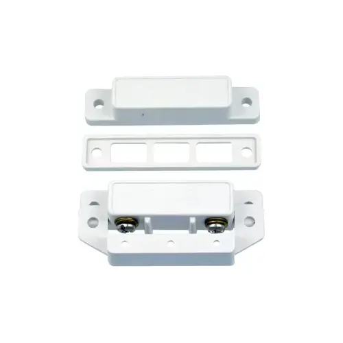 George Risk Industries 29A-W 2-1/2" Long Commercial Surface Mount Magnetic Contact Switch Set, Standard Gap 1" and 5/8" on Steel, Side Terminals and Cover, Closed Loop (N/O), White