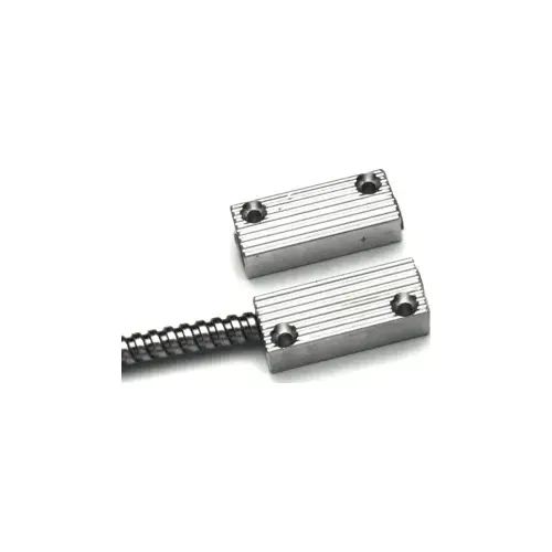 1-1/2" Long Mini Aluminum Surface Set with 19" Armored Cable, Gap 1"+, Hidden Terminals, Closed Loop (N/O), Aluminum Housing