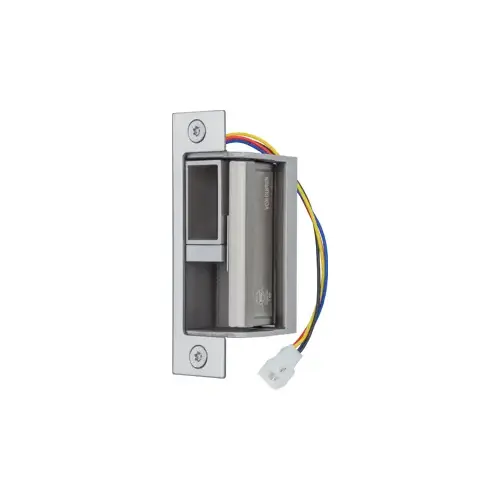 Fire Rated Modular Electric Strike for Mortise with Deadbolt or Cylindrical Locks, Field Selectable 12/24VDC or 12/24VAC, 2 Faceplates, Fail Secure FSE, 630/US32D Satin Stainless Steel