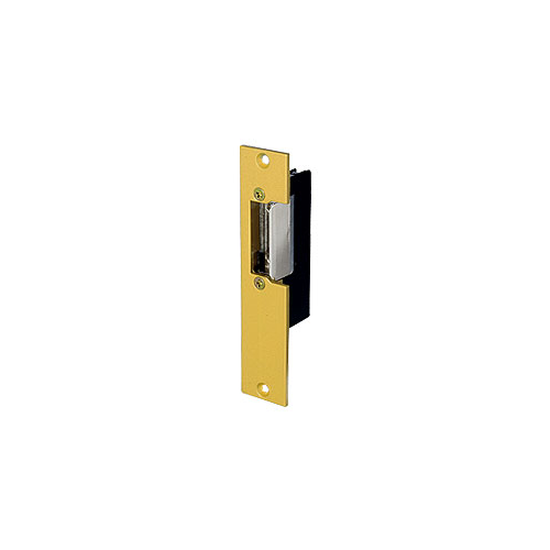 Trine Access Technology 2001-16-24 Electric Strike, 16-24VAC/DC, Fail Secure, 5-7/8" x 1-1/4" Faceplate, up to 5/8" Throw, Brass Powder Coat