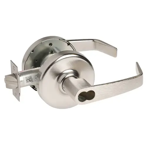 Zinc Newport Lever and D Rose Single Cylinder Storeroom Grade 1 Extra Heavy Duty Cylindrical Lever Lock LFIC 6 Pin Less Core Satin Chrome Finish