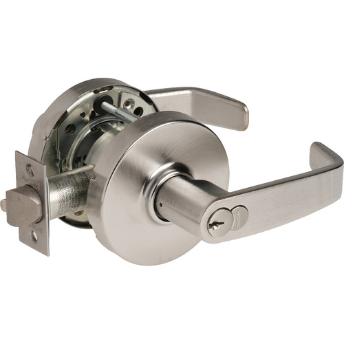 10-Line Entry L Lever, Grade 1, LFIC with Disposable Construction Core, ANSI Strike, 2-3/4" Backset, Satin Chrome 626/26D