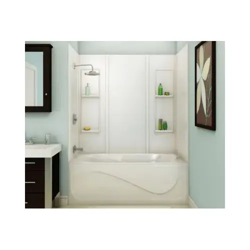 MAAX 101343000001000 Elan Series 101343-000-001 Bathtub Wall Kit, 31-3/4 in L, 60-1/2 in W, 59 in H, Acrylic, Glue Up Installation White