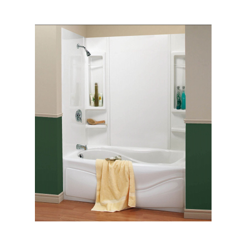 Finesse Series Bathtub Wall Kit, 33-1/2 in L, 61 in W, 59 in H, Polystyrene, Glue Up Installation