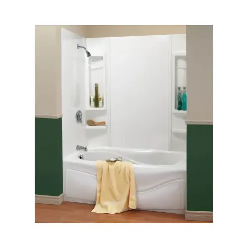 MAAX 101594000129000 Finesse Series Bathtub Wall Kit, 33-1/2 in L, 61 in W, 59 in H, Polystyrene, Glue Up Installation White