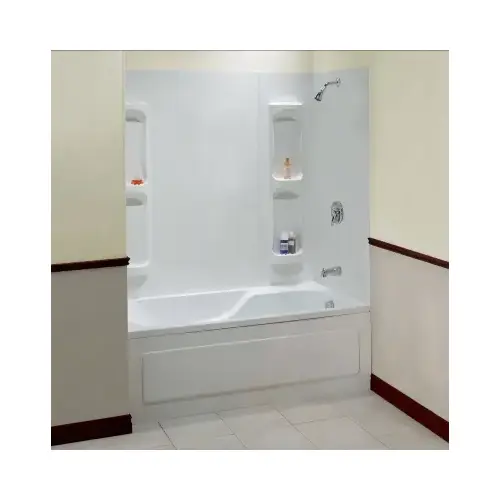 MAAX 102573000129000 Utah Series Bathtub Wall Kit, 31-3/4 in L, 60-1/2 in W, 59 in H, Polystyrene, Glue Up Installation White