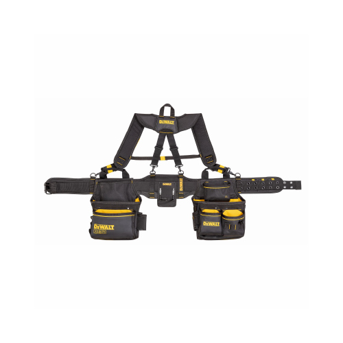 DEWALT DWST540602 Tool Belt with Suspenders 25 pocket Ballistic Nylon Professional Black/Yellow Black/Yellow
