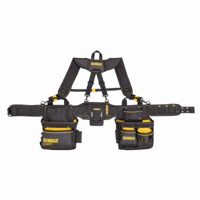 DEWALT DWST540602 Tool Belt with Suspenders 25 pocket Ballistic Nylon Professional Black/Yellow Black/Yellow