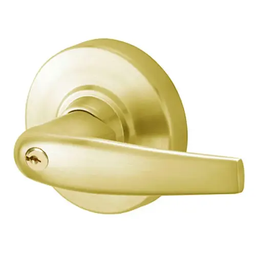 ALX Series Grade 2 Entry Athens Lever Lock with Large Format IC Core C Keyway; 47267042 Deadlatch; and 47267101 ANSI Strike Bright Brass Finish