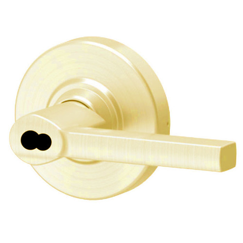 ALX Series Grade 2 Classroom Latitude Lever Lock with Large Format IC Prep Less Core; 47267042 Deadlatch; and 47267101 ANSI Strike Bright Brass Finish