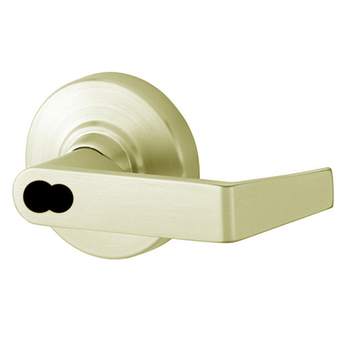 ALX Series Grade 2 Classroom Rhodes Lever Lock with Large Format IC Prep Less Core; 47267042 Deadlatch; and 47267101 ANSI Strike Satin Brass Finish