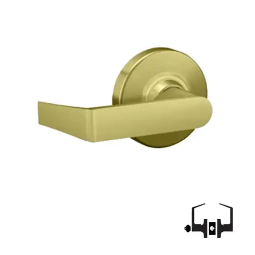 ALX Series Grade 2 Classroom Rhodes Lever Lock with Small Format IC Prep Less Core; 47267042 Deadlatch; and 47267101 ANSI Strike Satin Brass Finish