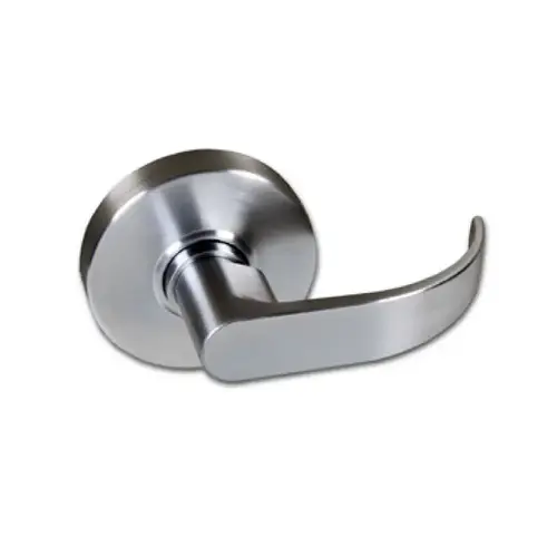 Electrified Storeroom Clutching Lever, Curved, Satin Chrome, Grade 1, Schlage C Keyway, 11-30 VAC/VDC, Electric Unlocked (Fail Secure), Built-in Request to Exit