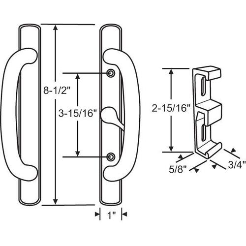 Patio Door Handle White Center Latch With Keeper