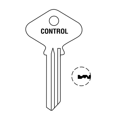 Zero Bitted 6 Pin Control Key Blank with GF Keyway and #1 7th Cut for 1210 Core