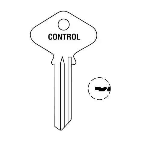 Zero Bitted 6 Pin Control Key Blank with TC Keyway and #1 7th Cut for 1210 Core