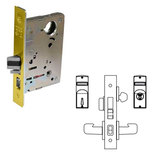 8200 Series 8245 Dormitory/Exit Lockset Body Bright Polished Brass