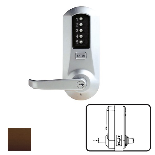 5000 Series Mechanical Pushbutton Cylindrical Lever Lock, Dark Bronze with Brass Accents