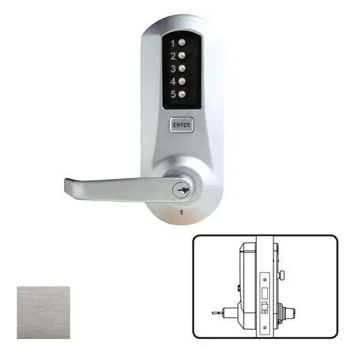 5000 Series Mechanical Pushbutton Mortise Lever Lock, Satin Chrome