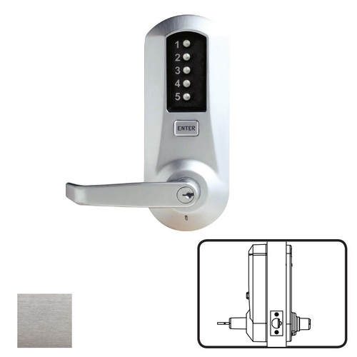 5000 Series Mechanical Pushbutton Cylindrical Lever Lock, Satin Chrome