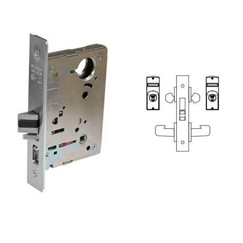 8200 Series 8239 Classroom Security Intruder Double Cylinder w/Deadbolt, Satin Chrome