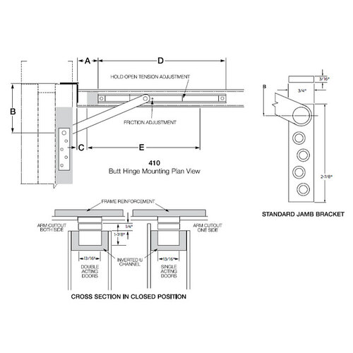 Glynn Johnson 814S32D Size 4 Short Body Heavy Duty Surface Overhead ...