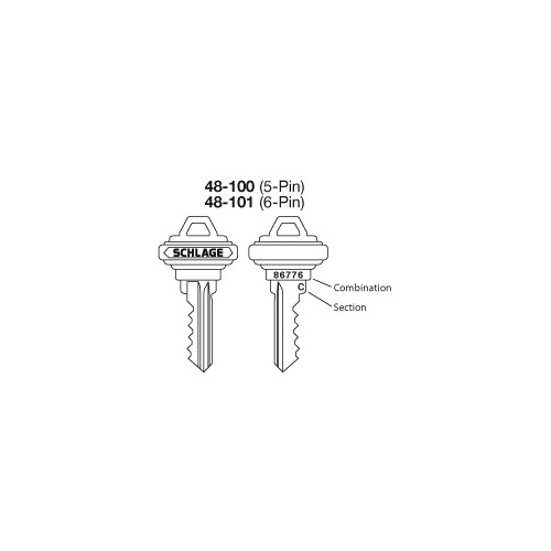 6-Pin Cut Key for Construction Core