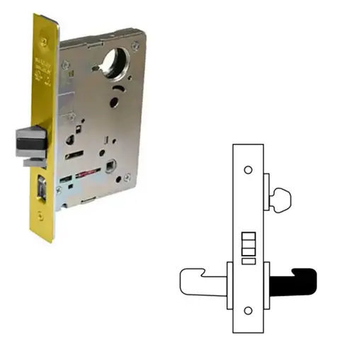 8200 Series 8204 Storeroom/Closet Lockset Body Bright Polished Brass