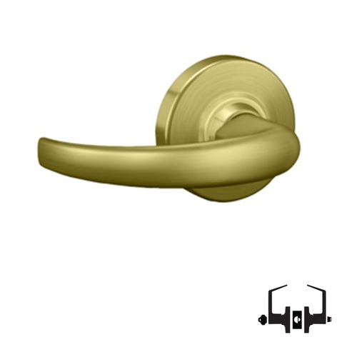 ALX Series Grade 2 Entry Sparta Lever Lock with Small Format IC Prep Less Core; 47267042 Deadlatch; and 47267101 ANSI Strike Satin Brass Finish