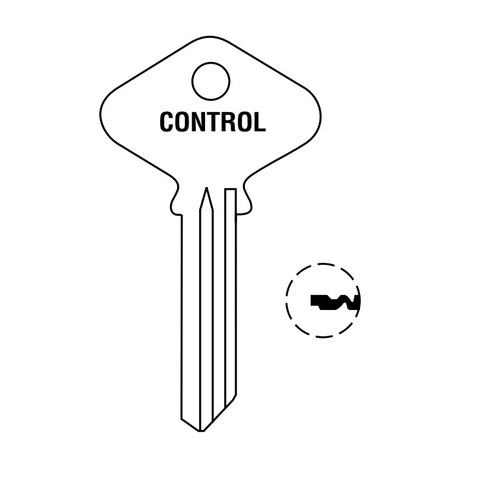 Zero Bitted 6 Pin Control Key Blank with GC Keyway and #1 7th Cut for 1210 Core