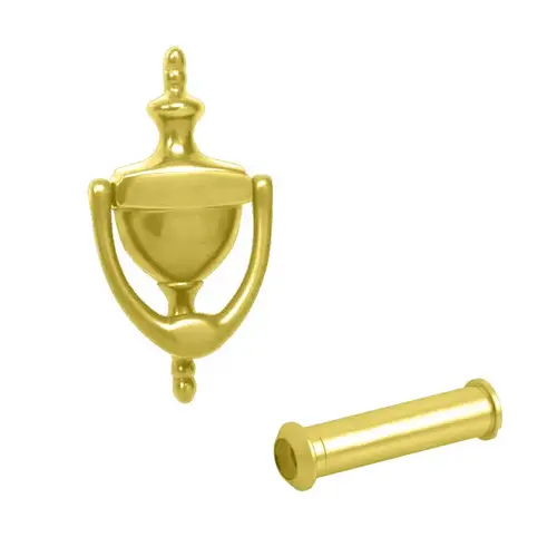 Solid Brass Door Knocker with 700 Viewer Bright Brass Finish