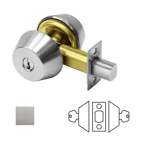 Double Cylinder Deadbolt, 2-3/8" Backset, LFIC Prep, Less Core, Satin Chrome