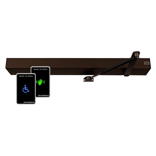 One Box Touchless Kit with 2 - 910TC Wave Plate Actuators and ED50 Push Side Auto Operator Dark Bronze Finish