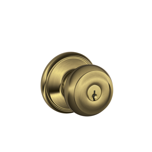 F51AF Georgian Keyed Entry Knob Lock Satin Brass Blackened