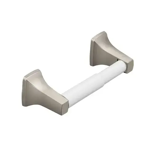 Contemporary Spring Loaded Paper Holder with White Roller Brushed Nickel Finish