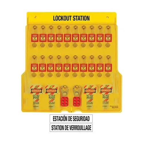 Safety Series Lockout Stations with Key Registration Card, 22in, Zenex, 20-Lock