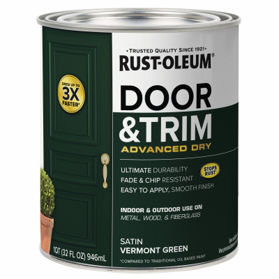 Rust-Oleum 376514 Stops Rust 1 Qt. Satin Vermont Green Door and Trim Paint