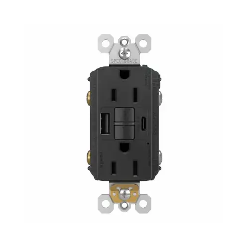 15A BLK USB AC Outlet