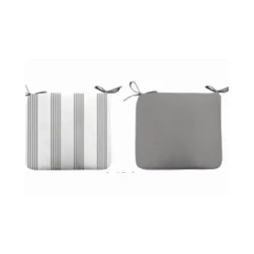 Patio Seat Pad, Gray Striped, 18 x 15 x 3.5 In.