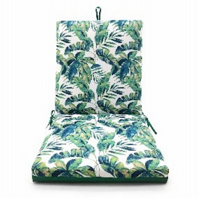 J&J GLOBAL LLC 254018W Patio Seat Cushion, Green Leaves, 44 x 21 x 4 In.