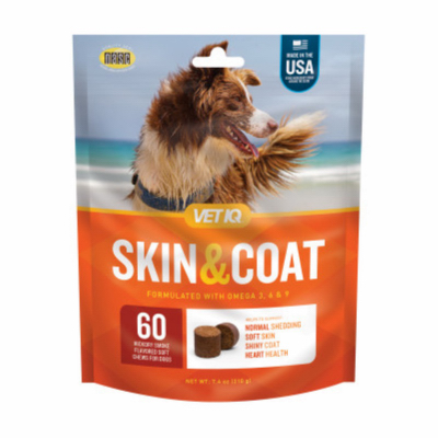 VET IQ 00141 Skin & Coat Soft Chews Supplement for Dogs, 60-Ct.