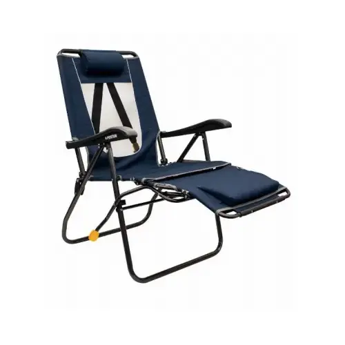 Legz-Up Outdoor Lounge Chair, Leg Rest, Reclining Back, Indigo Blue