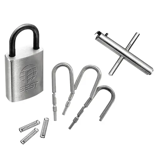 Brass 1/4" Diameter Padlock 7 Pin 1-1/2" Shackle Non Key Retained Frangible Shackle