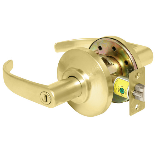 Grade 2 Privacy Cylindrical Lock, 14 Lever, Non-Keyed, Satin Brass Finish