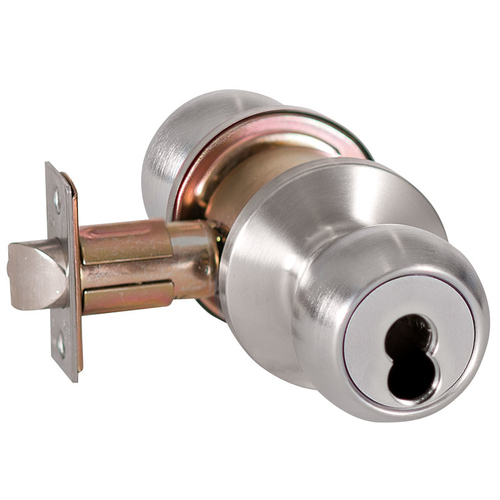 8K Series 2-3/4" Backset 7 Pin Storeroom 4 Knob and C Rose ANSI Strike Less Core Satin Chrome Finish