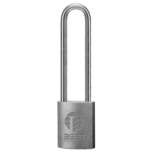 B Series Brass Padlock, 1/4" Shackle Diameter, 7-Pin Housing, 4" Steel Shackle, Key Retained