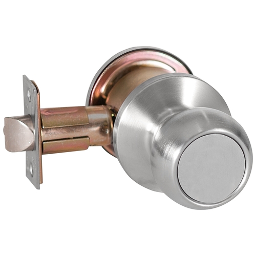 Satin Chrome Exit Cylindrical Lock Round Knob Non-Keyed Non-Handed Grade 2