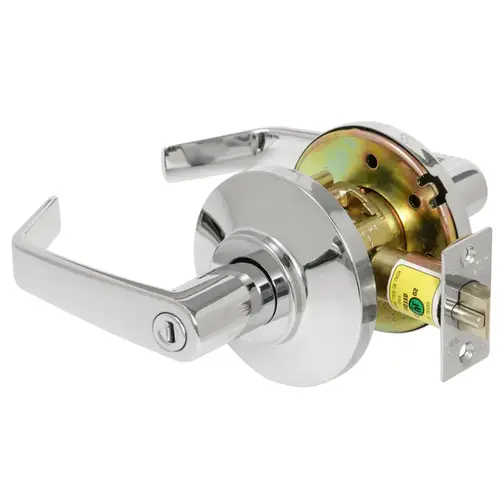 Grade 2 Privacy Cylindrical Lock, 15 Lever, Non-Keyed, Bright Chrome Finish