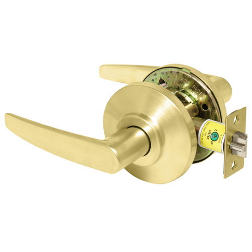 Grade 2 Passage Cylindrical Lock, 16 Lever, Non-Keyed, Satin Brass Finish