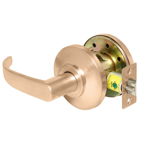 Satin Bronze Grade 2 Exit Cylindrical Lock, Non-Keyed, 14 Lever, Non-handed